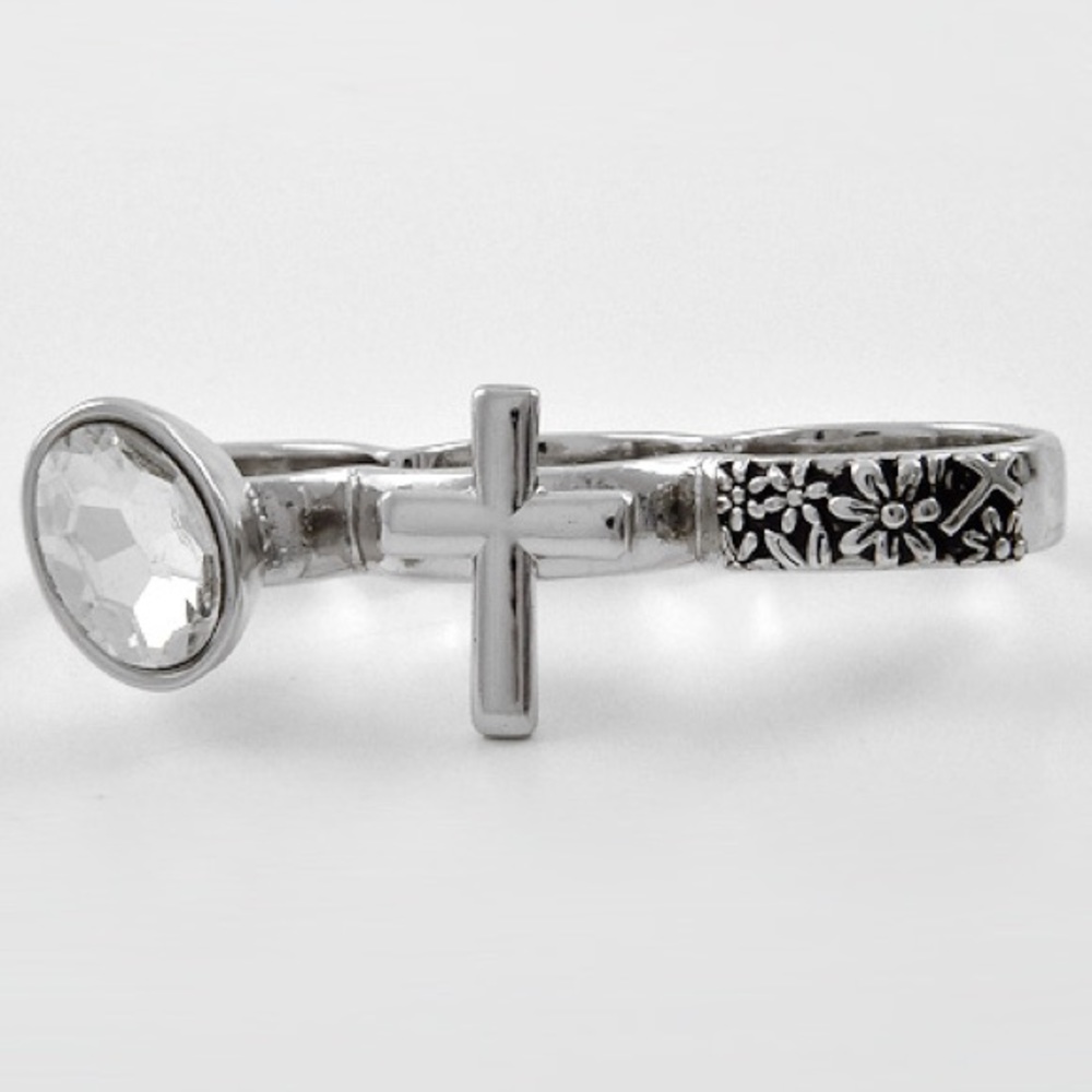 3 in one multi rings silver tone hand jewelry